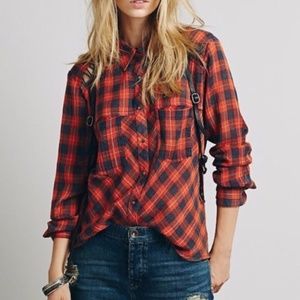 Free People Plaid Button Down